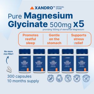 Xandro Lab Magnesium Glycinate Complex - Gentle Bioavailable Mineral Supplement for Relaxation & Daily Wellness Support (Bundle of 5)