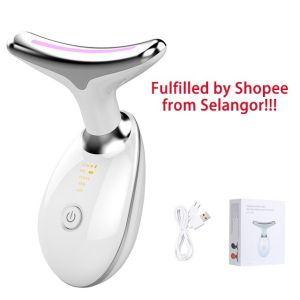 Neck Face Beauty Device 3 Colorful LED Lights Photon Therapy Skin Tighten Anti Wrinkle Facial Tools