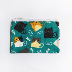 Dompet canvas motif kecil wanita tempat uang koin pouch kosmetik mini cewek