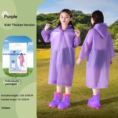 SERENEGLOW Áo mưa EVA dày cho người lớn và trẻ em với mui xe và Ba lô túi không thấm nước dài Poncho cho trường học ngoài trời đi xe đạp sử dụng thường nhật
