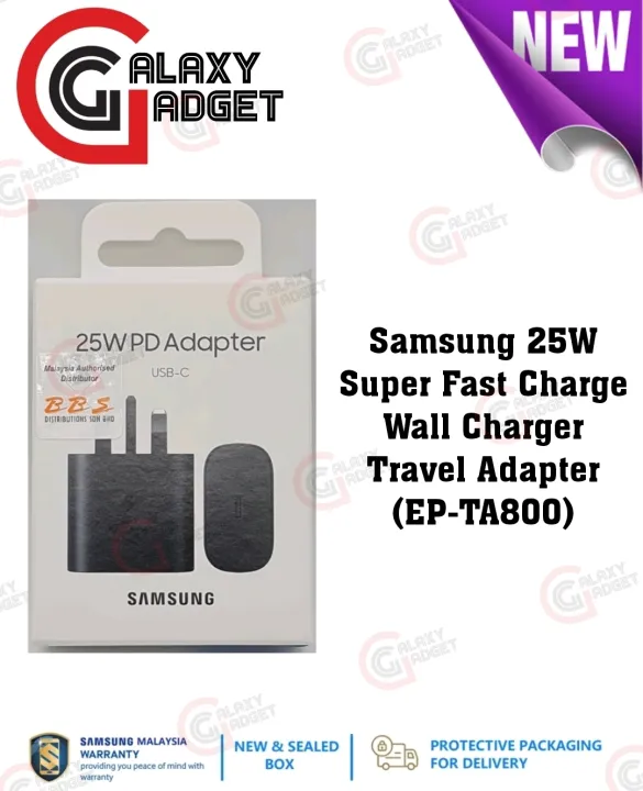 Original Samsung 25W Super Fast Charge Wall Charger Travel Adapter With Type C To Type C Cable (EP-TA800, EP-T2510)