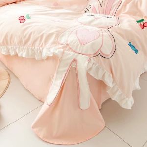 Bộ ga gối Thỏ xinh cotton Linen cập bến.Set 5 món
