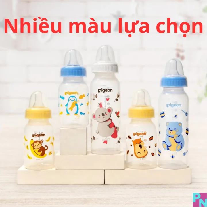 Bình sữa Pigeon cho bé bình sữa 120ml 240ml cổ hẹp không BPA núm vú siêu mềm chống sặc chống đầy hơi