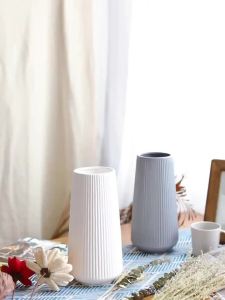 FCLarge Minimalist Plastic Vase Flower Arrangement Container Nordic Jardiniere INS Flower Decoration Imitation Glaze Vase