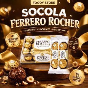 Ferrero Rocher Premium Hazelnut Chocolate – Crispy Wafer Whole Hazelnut & Milk Chocolate
