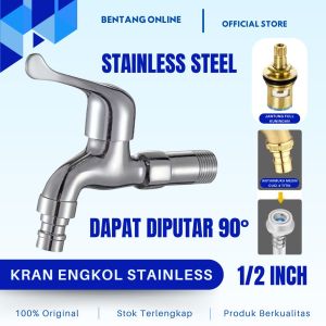Kran Air Engkol Stainless Steel 1/2 inch Keran Tembok Cuci Piring Kamar Mandi Shower Wastafel Kuat