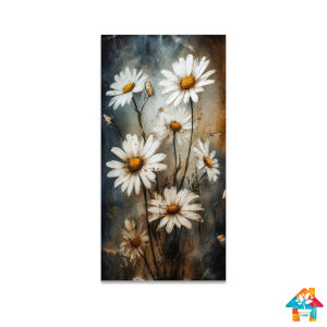RUNABEE HIASAN DINDING 10x20CM DEKORATIF PEONI FLOWER POSTER BOHO COKLAT KAYU DEKORASI KAMAR RUMAH