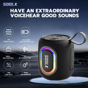 SODLK T26 Bluetooth Speaker with RGB Lights IPX7 Waterproof HiFi Stereo Sound 360° Surround Bass for Outdoor/Party/Gaming