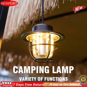 [HOSPORT Official Mall]LED Camping Lantern Vintage 200LM Portable Camping Light Stepless Dimming Type-C USB Rechargeable for Hiking Fishing Emergency
