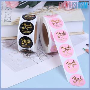 【Enthusiasm】🌟🌟【Hot Sale】🎈 500pcs Thank you sticker wedding decor seal hot stamping pink black round label