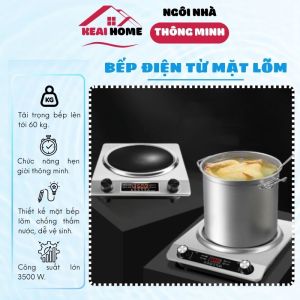 Bếp Điện Từ Mặt Lõm - Bếp Từ Đơn Công Suất Lớn 3500W Tiết Kiệm Điện Có Hẹn Giờ Nấu Siêu Nhanh