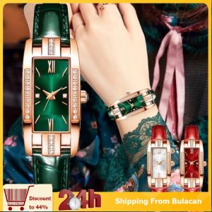 1pcs Ladies Small Green Diamond Square Retro Casual Quartz Women Watch Jewelry Fashion Quartz Clock