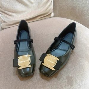 Phiên Bản Da Cừu ~ Bạc Nơ Da Mary Jane Giày Bệt Nữ Mùa Xuân Quai Ngang Giày Ba Lê Giày Da Nhỏ