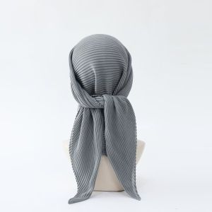 Jifang Hot 90x90cm TR Cotton Pleated Crumple Plain Square Scarf Raya Muslim Hijab Head Scarf 15 Colors Ready Stock WJ163