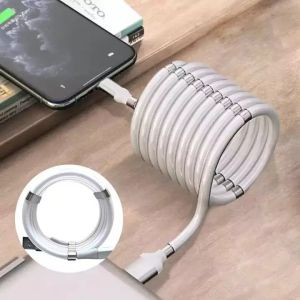 Magnetic USB Charger Self Winding Fast Charging Cable Magic Rope Magnetic absorption Data Cable for Android IOS Type C Micro USB