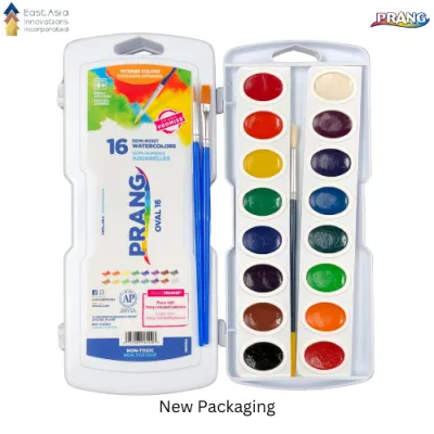 Prang Watercolor Set 16 Colors New Packaging w/ free 2 brushes 9.5x4 inches