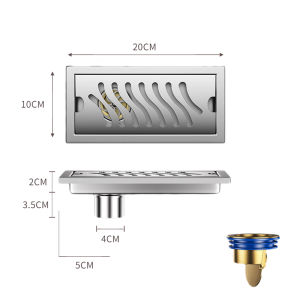 Bright rectangular floor drain SUS304 stainless steel middle side drain large displacement hotel bathroom deodorizatio
