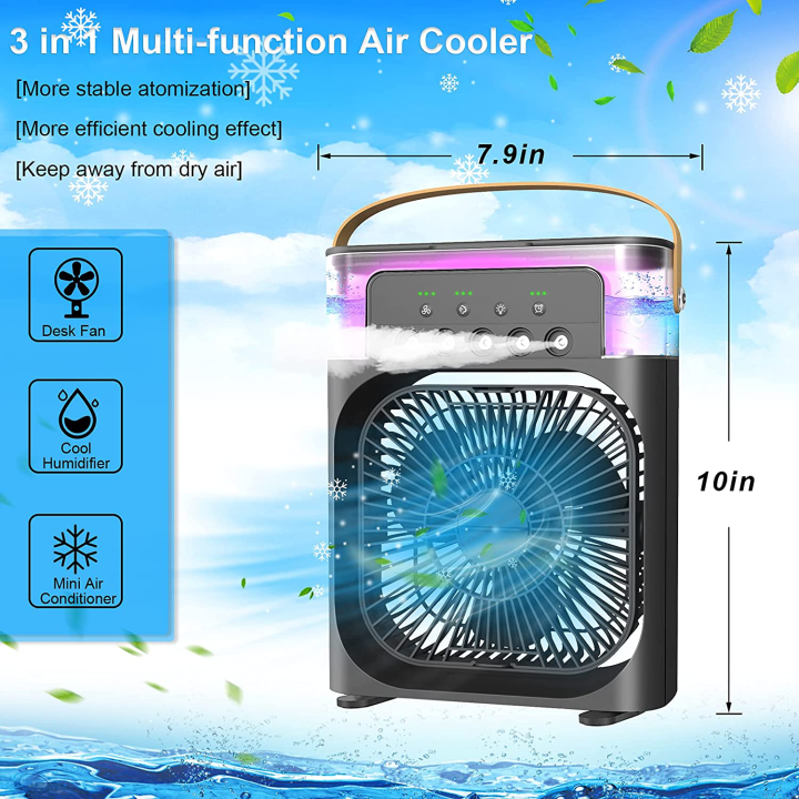 USB 2A Portable Misting Fan 600ml Large Water Tank Desktop Water Spray Mist Fan Multifunction