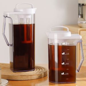 EKILLERLY with Filter Cold Brew Coffee Pot Sealed Large Capacity Cold Brew Teapot Portable Transparent Cold Brew Coffee Maker Refrigerator