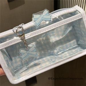 ExpeditionEmporium Sweet Bow Zipper Transparent Pencil Case Box Student Stationery Storage Bag Large Capacity Makeup Bag Cartoon Zipper Pen Bag