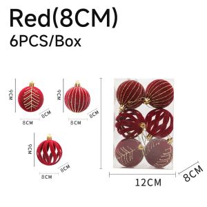 12pcs/set Christmas Red Velvet Painted Ball Christmas Tree Decoration Hanging Ball Pendant 6CM/8CM