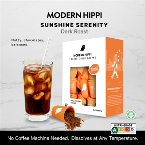 Modern Hippi Coffee Sunshine Serenity | Instant Freeze Dried Coffee I Medium Roast | 24 Cups | 100% Specialty Arabica Beans | No Preservatives | No Sugar | No Machine Needed | Superior Taste