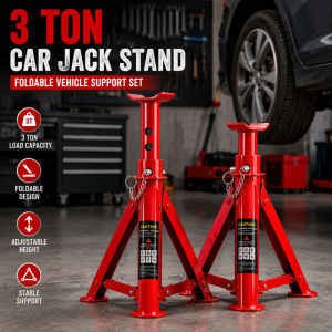 2PCS 3 Ton Car Jack Stand Adjustable Height Folding Vehicle Support Stand Garage Tool