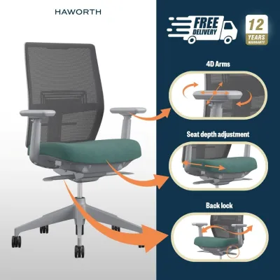 Aloha Active Ergonomic Office Chair - Haworth (Free Delivery + Free Chair Assembly) Delivery Within 1 Week