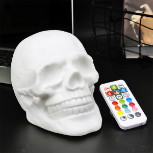 Skull LED Night Light Lighted Skulls Decoration Horror Atmosphere Halloween Living Room Party Supplies With Remote Rechargeable Silicone Portable For Touch Control Creative Switch