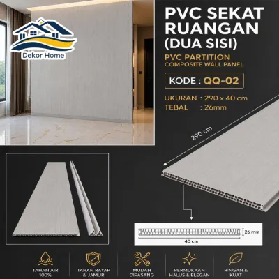 PVC SEKAT RUANGAN | PARTISI WALLPANEL PVC SEKAT RUANGAN | PARTISI WALLPANEL 40cm x 290cm | WALLBOARD PVC KISI KISI PEMBATAS RUANGAN