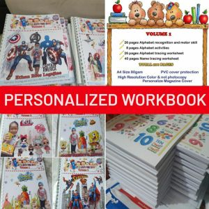 PERSONALIZED WORKBOOK LEARNING BOOK FOR KIDS • Alphabet • Name Tracing •  Motor Skill •