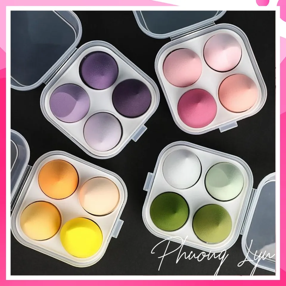 Set 4 Bông Mút Trang Điểm Kèm Hộp Đựng Xinh Xắn- Set 4 Bông Mút Trang điểm  Hộp Mút Tán Kem Nền Hình Giọt Nước, Hồ Lô | Lazada.vn