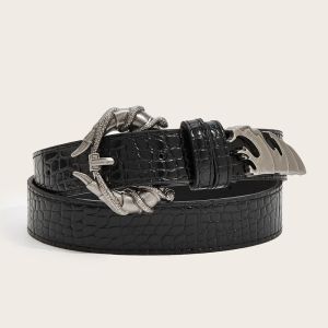 LAIFLE PU Leather Double Snake Belt Irregular Gothic Women Belt Trend Hip Hop Y2K Rivet Belt