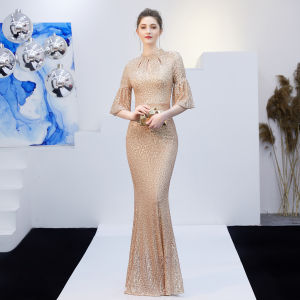 Banquet Evening Dress for Women 2021 New Noble Dress Annual Meeting Fishtail Slim-Fit Sheath Sequined Dress