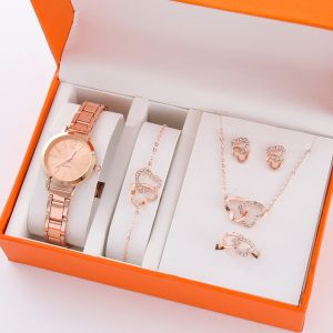 Womens Glitter Accented Bracelet Watch Premium Crystal Accented Bracelet Necklace Watch Set Casual Fashion Bracelet Dainty Christmas Gifts