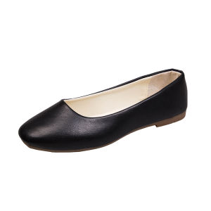 35-43 Large Size WomenS Shoes Square Toe Flat Loafers Cowhide Shallow Moccasins Casual Work Shoes Soft Leather Maternity Shoes