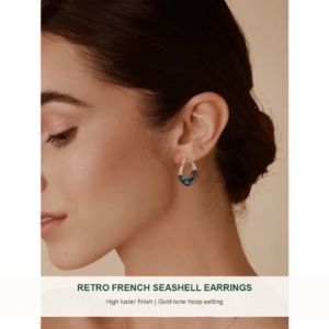 SINLISH Retro French Seashell Earrings Vintage Elegant Design for Women