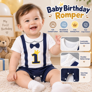 AILEBE Baby Bodysuits Onesie Cotton Infant Romper Newborn Clothes Jumpsuit Combed Cotton Soft Breathable Skin-Friendly Shoulder Leg Button Easy Wear Cute Fashion Boy Girl 0-12M
