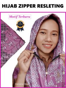 Hijab Zipper Resleting Motif Terbaru Segiempat Instan Voal Premium