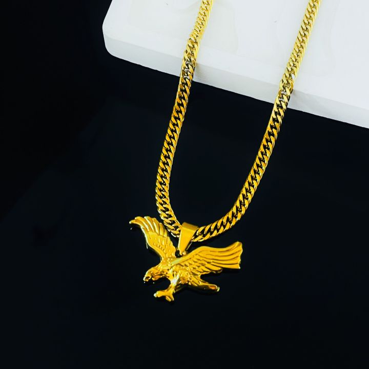 Eagle Necklace For Men Male Stainless Necklace 18K Gold Plated Eagle ...