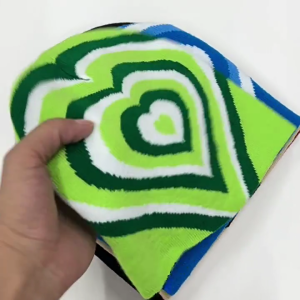 Knitted Beanie Hat for Students Adult Windproof Foldable Winter Hat Handmade Jacquard Heart Keep Warm Cycling Hat