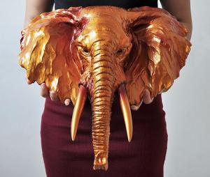 หัวช้างแอฟริกา หัวสัตว์ แขวนผนัง ของแต่งบ้าน ใหญ่มาก งานเรซินสุดเท่ สีทองอร่าม