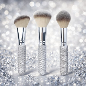 MIRELINA Diamond Embedded Makeup Brushes Smooth Application Soft Bristles Blush Brush Premium Dazzling Handle Setting Powder Applicator Beginners Use