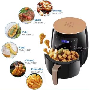 ✨SG【stock】Air Fryer 5L Led Digital Touch Screen  Glass Gall Multi-function Large Capacity Visible window 80-200℃ Temper