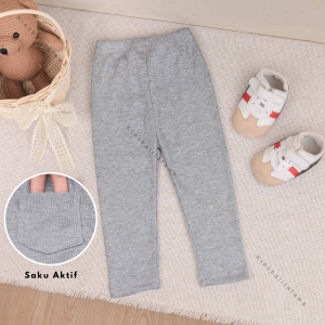 FAWA - Celana Baby Pocket Uk 0-24 Bulan / Cotton Rib Polos Clana Panjang Anak Laki Laki Perempuan Baby 0-6 6-12 Bulan 6-18 1 2 Tahun Bawahan Panjang Main Balita Sehari Hari Import Korean