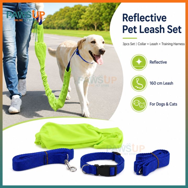 PawsUp 3pcs Reflective Pet Leash Set with Collar and Training Harness ...
