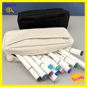 XINGK Large Capacity Pencil Case Solid Color Pen Pouch Student School Supplies Stationery Storager Box