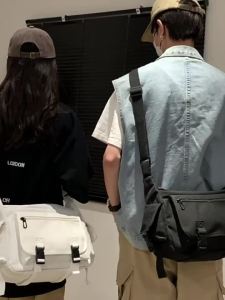 Simple Crossbody Bag for Men and Women ins Japanese Style Large Capacity Functional Single Shoulder Messenger Bag Workwear Style College Student Backpack for Men