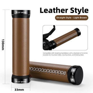 WEST BIKING Soft Leather Bicycle Handlebar Grips Anti-Slip Shock-absorbing Bike Grips With Aluminum Lock Cycling Handle Cover