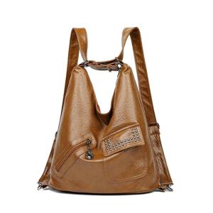 Leather Rucksack Shoulder Bag Travel Pack Versatile Backpack for Girl Student Fashion School Bag Large Capacity Book Bag